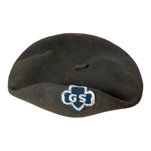 Vintage Girl‎ Scouts Beret Hat Official Uniform Brown Collectible Kids Size 21